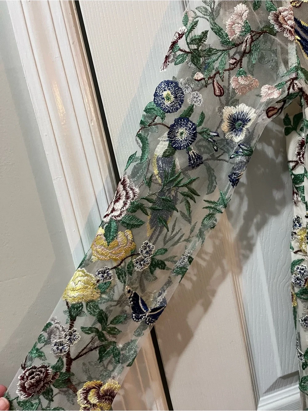 Marchesa Floral Embroidered Long Sleeve Maxi Dress botanical size 4 bride - Picture 8 of 13